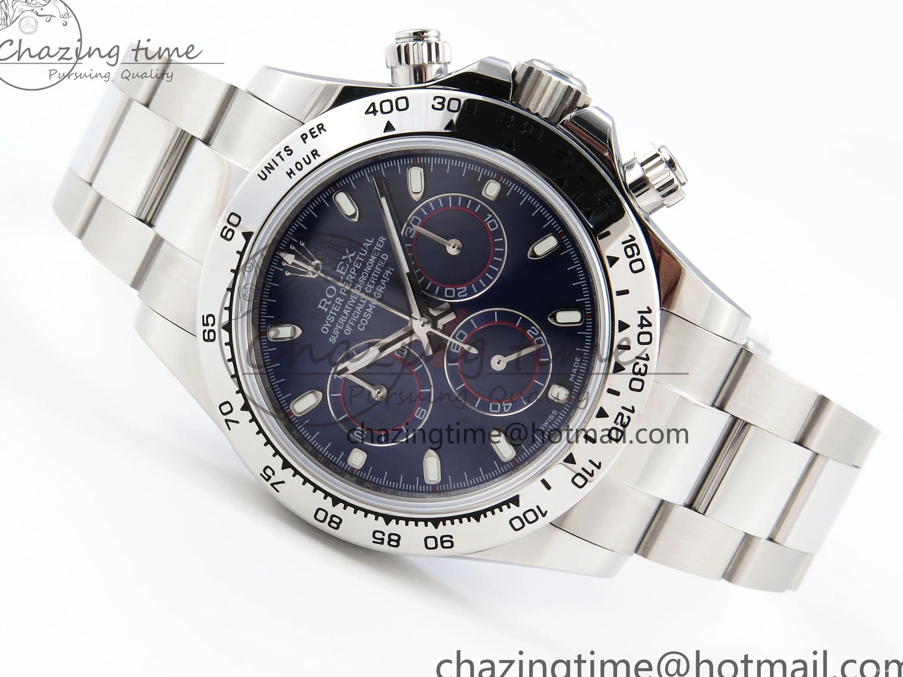 116509 OMF DIAL SS BEST ON A7750 DAYTONA BLUE MOVEMENT) SS STICK BRACELET (SLIM EDITION 1219